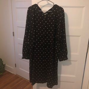Black shirt dress with polka dots